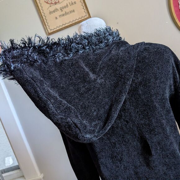 Vintage Y2K Valerie Stevens Faux Fur Cardigan Hoodie Jacket Zip Front Size SP - Picture 9 of 10